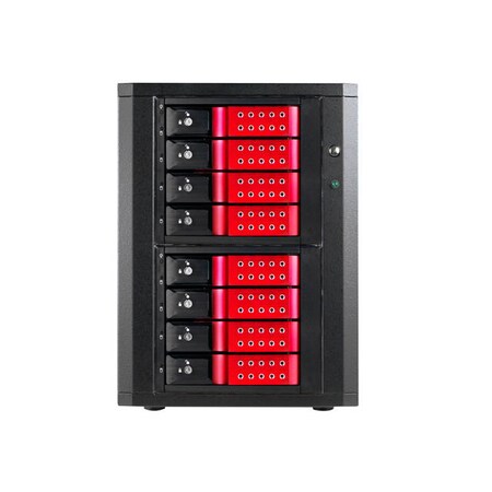 iStarUSA 8-Bay 3.5" SAS/SATA 6.0 Gb/s miniSAS Trayless Hotswap Enclosures - Red (DAGE840DE-2MS) (146671)